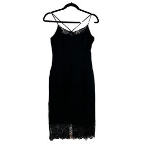 Express Bodycon Dress Womens 0 Black Sleeveles Floral Lace Racerback Strap